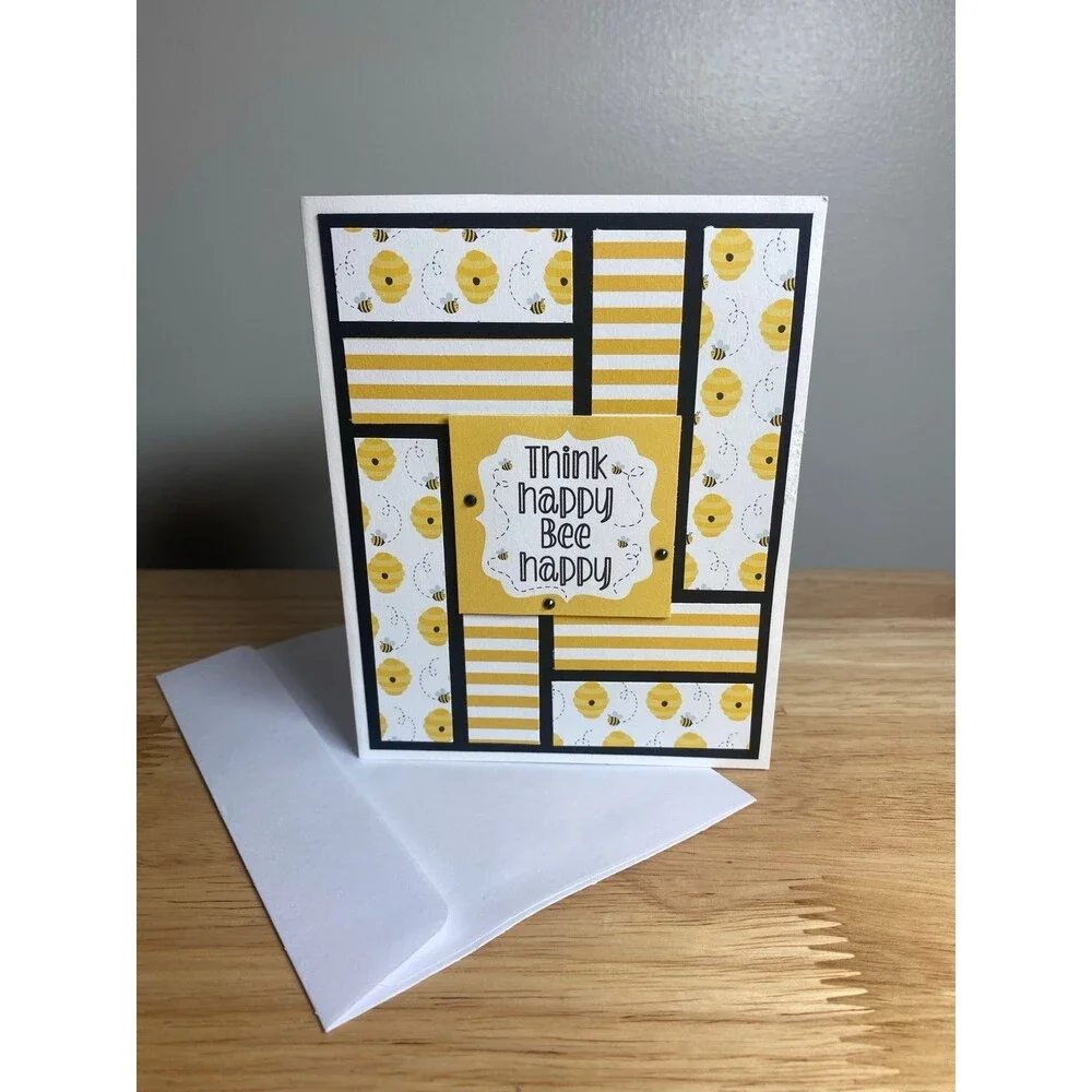 Bee & Honey Greeting Card – Handmade A2 Card – All Occasion Blank Card